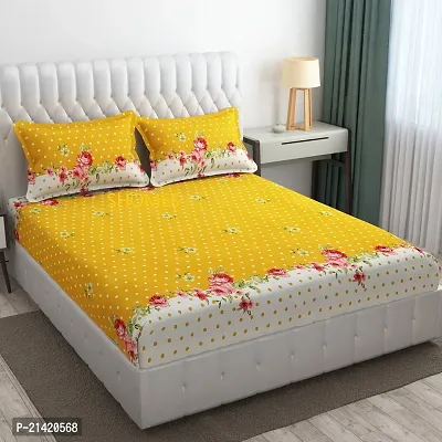 Comfortable Polycotton Printed Queen Bedsheet with Pillow Covers-thumb0