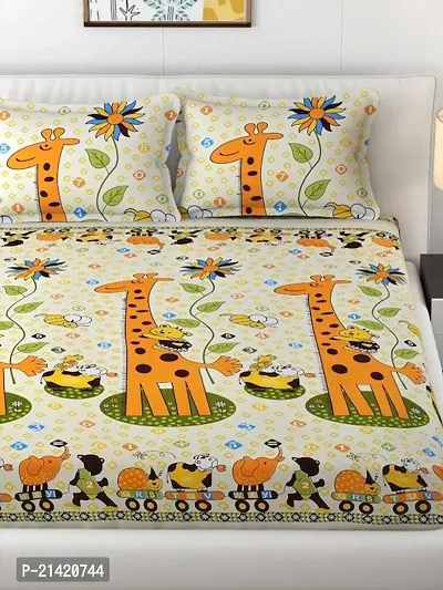 Comfortable Microfiber Printed Queen Bedsheet with Pillow Covers-thumb0