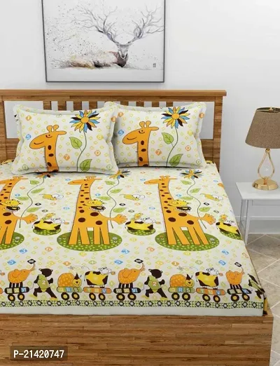 Comfortable Microfiber Printed Queen Bedsheet with Pillow Covers-thumb0