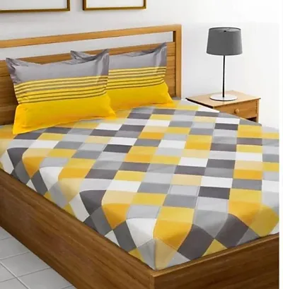 Printed Cotton Flat Double Bedsheet with 2 Pillow Covers