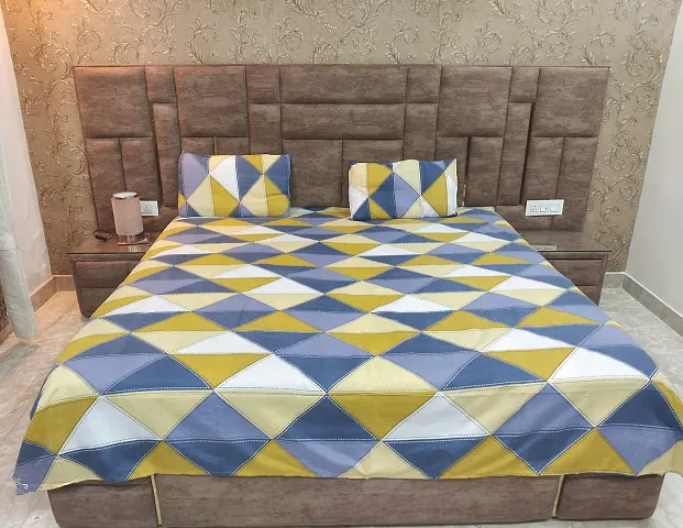 Printed Double Bedsheet with 2 Pillow Cover