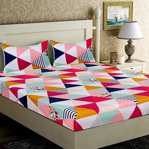 Prosseya Cotton fabric240 TC Double Bedsheet with 2 Pillow Covers