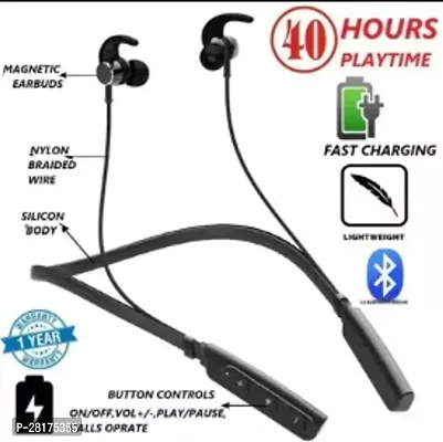 Wireless Neckband with FastCharging,42Hrs playtime,Waterproof,Earphone Bluetooth wireless neckband with mic N152-thumb0