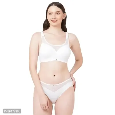 Stylish Cotton Solid Bra And Panty Set for Women-thumb0