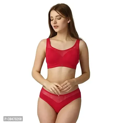 Stylish Cotton Solid Bra And Panty Set for Women