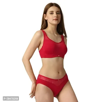 Stylish Cotton Solid Bra And Panty Set for Women-thumb4