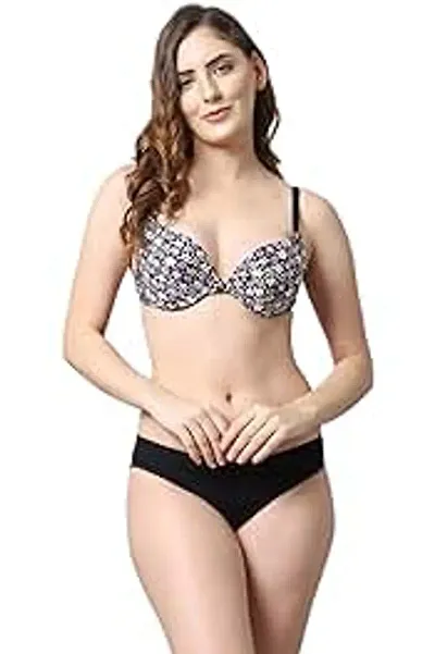 PrettyCat Women Heavily Padded Front Open Push-Up Bra Panty Set