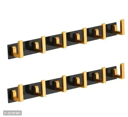 Apporx 6 Pin Cloth Hooks Hanger For Bedroom And Bathroom Rob Hooks Rail For Keysclothestowel Black Golden Finishpack Of 2