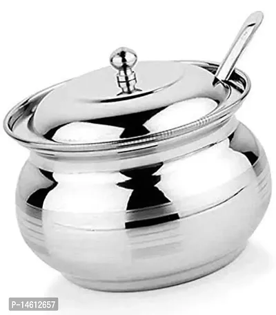 CBR Stainless Steel Ghee Pot, Oil Container with Lid and Spoon (250 ml)-thumb0