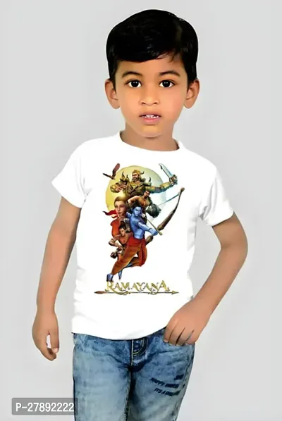 Elegant White Cotton Blend Printed T-Shirts For Kids-thumb0