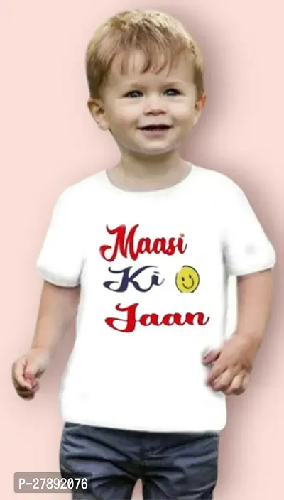 Elegant White Cotton Blend Printed T-Shirts For Kids-thumb0