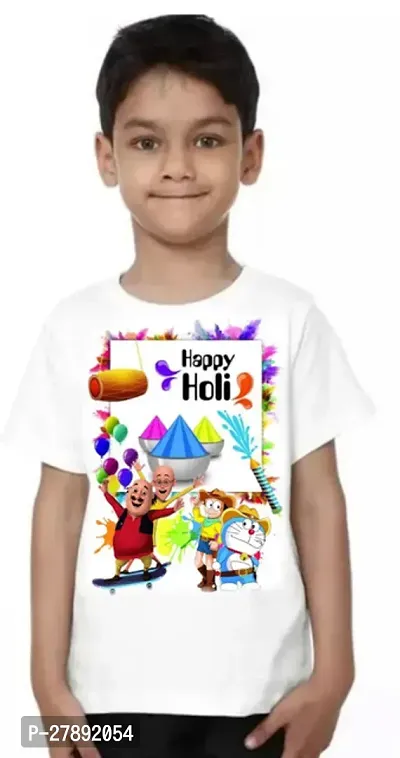 Elegant White Cotton Blend Printed T-Shirts For Kids-thumb0