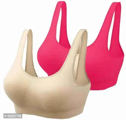 Pack Of 2 Super Support Everyday Bra For Women, Non Padded, Wire free, Full Coverage(off white, pink)-thumb0