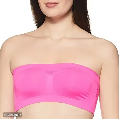 Pack Of 1 Women's Cotton Wire Free, Strapless, Non-Padded Tube Bra(Pink)-thumb0