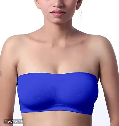 Pack Of 1 Women's Cotton  Wire Free, Strapless, Non-Padded Tube Bra(Blue)