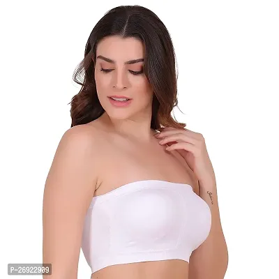 Pack Of 1 Women's Cotton Wire Free, Strapless, Non-Padded Tube Bra(White)-thumb0