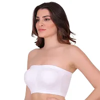 Pack Of 1 Women's Cotton Wire Free, Strapless, Non-Padded Tube Bra(White)-thumb1