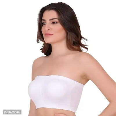 Pack Of 1 Women's Cotton Wire Free, Strapless, Non-Padded Tube Bra(White)-thumb2