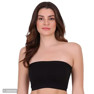 Pack Of 1 Women's Cotton Wire Free, Strapless, Non-Padded Tube Bra(Black)-thumb0