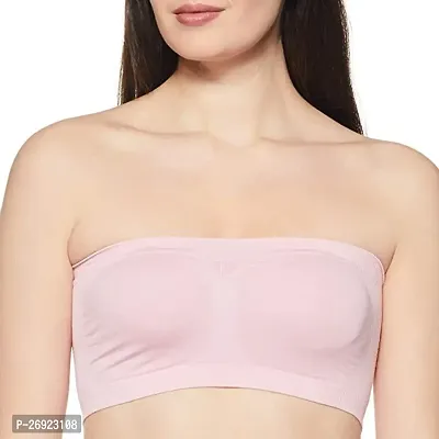 Pack Of 1 Women's Cotton Wire Free, Strapless, Non-Padded Tube Bra(Pink)