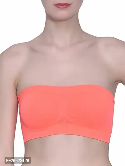 Pack Of 1 Women's Cotton Wire Free, Strapless, Non-Padded Tube Bra (Peach)