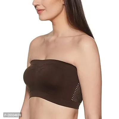Pack Of 1 Women's Cotton Wire Free, Strapless, Non-Padded Tube Bra(Brown)