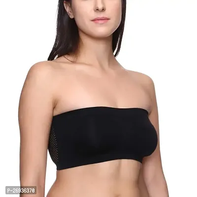 Pack Of 1 Women's Cotton Wire Free, Strapless, Non-Padded Tube Bra (Black)