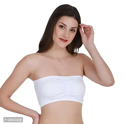 Pack Of 1 Women's Cotton Wire Free, Strapless, Non-Padded Tube Bra(White)-thumb0