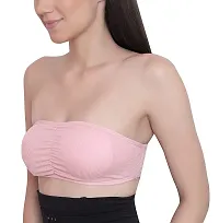 Pack Of 1 Women's Cotton Wire Free, Strapless, Non-Padded Tube Bra(Pink)-thumb1