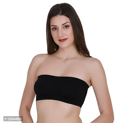 Pack Of 1 Women's Cotton Wire Free, Strapless, Non-Padded Tube Bra(Black)