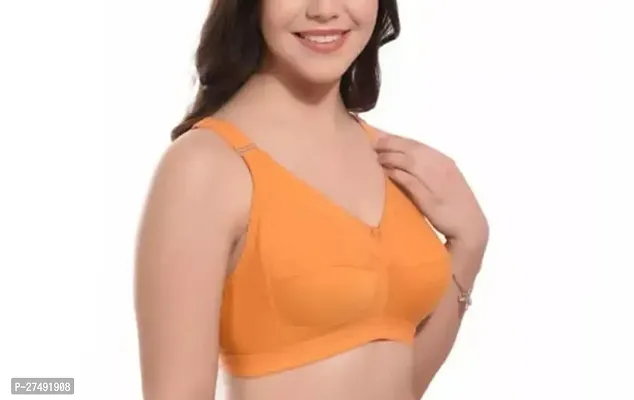 Pack Of 1 Women's Wirefree Non Padded Super Combed Cotton Elastane Stretch Full Coverage Everyday Bra(Yellow)-thumb0