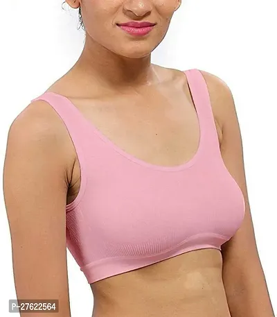 Pack Of 1 Women Cotton Non Padded Non-Wired Air Sports Bra (Pink)-thumb0