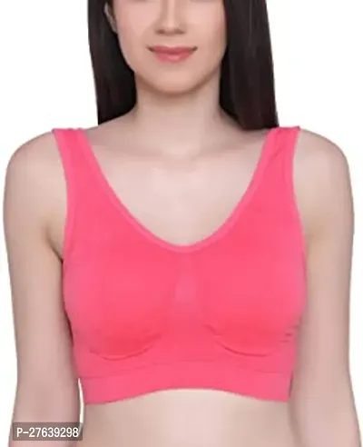 Pack Of 1 Women Cotton Non Padded Non-Wired Air Sports Bra (Pink)