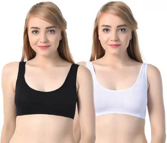 Pack Of 2 Women Cotton Non Padded Non-Wired Air Sports Bra
