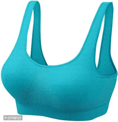 Pack Of 1 Women Cotton Non Padded Non-Wired Air Sports Bra(Turquoise)-thumb0
