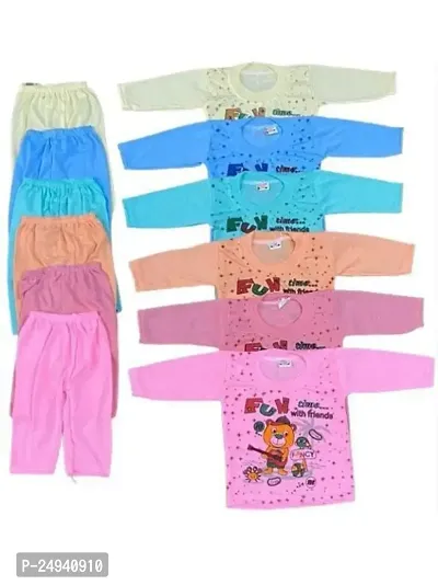 Baby Boy and Baby Girl Cotton Multicolor Full Sleeve Casual T-shirt Top and Pajamas Pant Combo Pack Of - 6