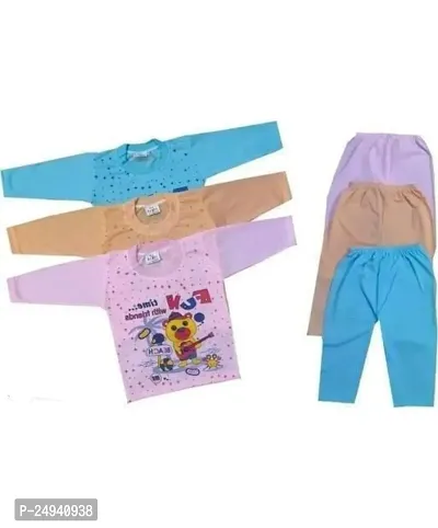New Born Baby Comfortable Clothes Pack of 3 (Full-Sleeve Button) for Baby Boy/Baby Girl (0-12 Months)