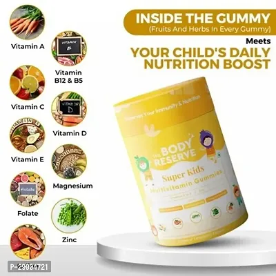 The Body Reserve's Super Kids Multivitamin Gummies | Daily Essential Vitamins B C D E B12  Minerals zinc for Kids Growth, Development, Strong Bones, Teeth  Immunity | Natural Lemon  Strawberry Flav-thumb2