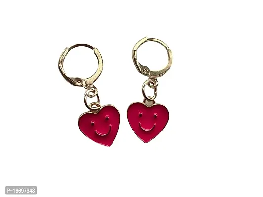 Sipsa Cute Heart Earrings for Girls and Womens (Pink)
