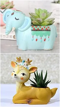 THE MLS Resin Flower Planter Pots Set of 2 Elephant and Deer Planters-thumb4