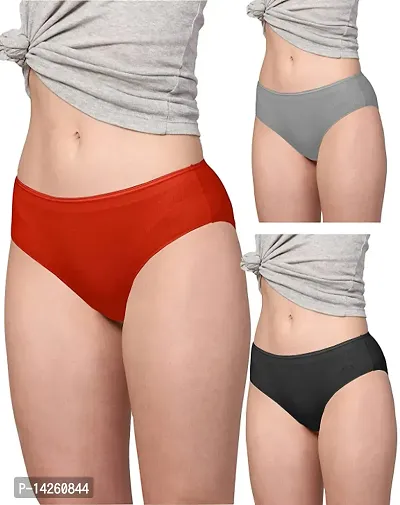 Stylish Multicoloured Cotton Solid Briefs For Women Pack Of 3