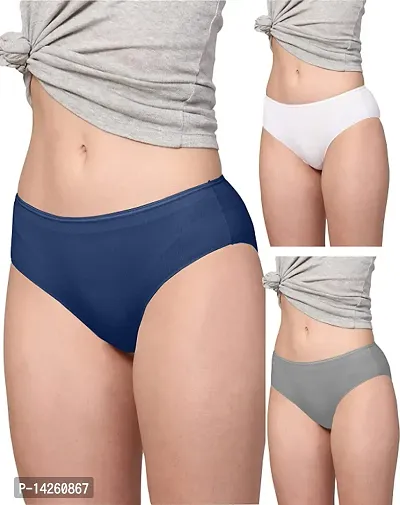 Stylish Multicoloured Cotton Solid Briefs For Women Pack Of 3