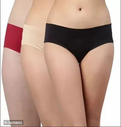 Stylish Multicoloured Cotton Solid Briefs For Women Pack Of 3-thumb0