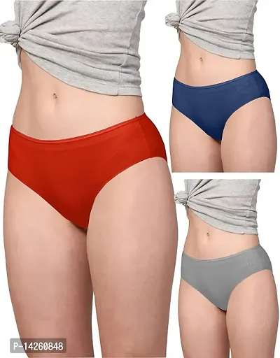 Stylish Multicoloured Cotton Solid Briefs For Women Pack Of 3-thumb0