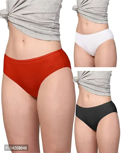 Stylish Multicoloured Cotton Solid Briefs For Women Pack Of 3-thumb0