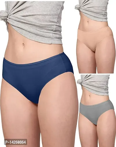 Stylish Multicoloured Cotton Solid Briefs For Women Pack Of 3-thumb0