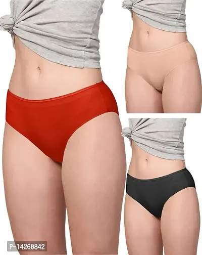 Stylish Multicoloured Cotton Solid Briefs For Women Pack Of 3