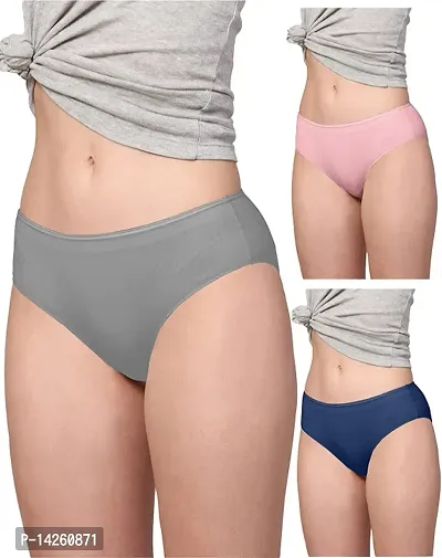 Stylish Multicoloured Cotton Solid Briefs For Women Pack Of 3-thumb0