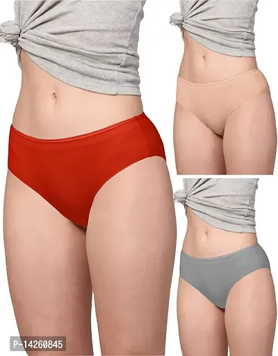 Stylish Multicoloured Cotton Solid Briefs For Women Pack Of 3-thumb0