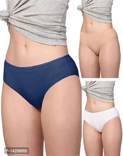 Stylish Multicoloured Cotton Solid Briefs For Women Pack Of 3